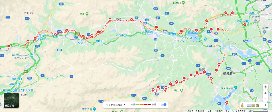 中央道通行止めGoogleマップ